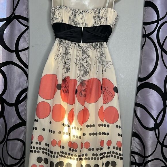 Max & Cleo Dress Womans 8 Pink Black Retro Design Silk Strapless Cocktail Bow - Picture 10 of 10